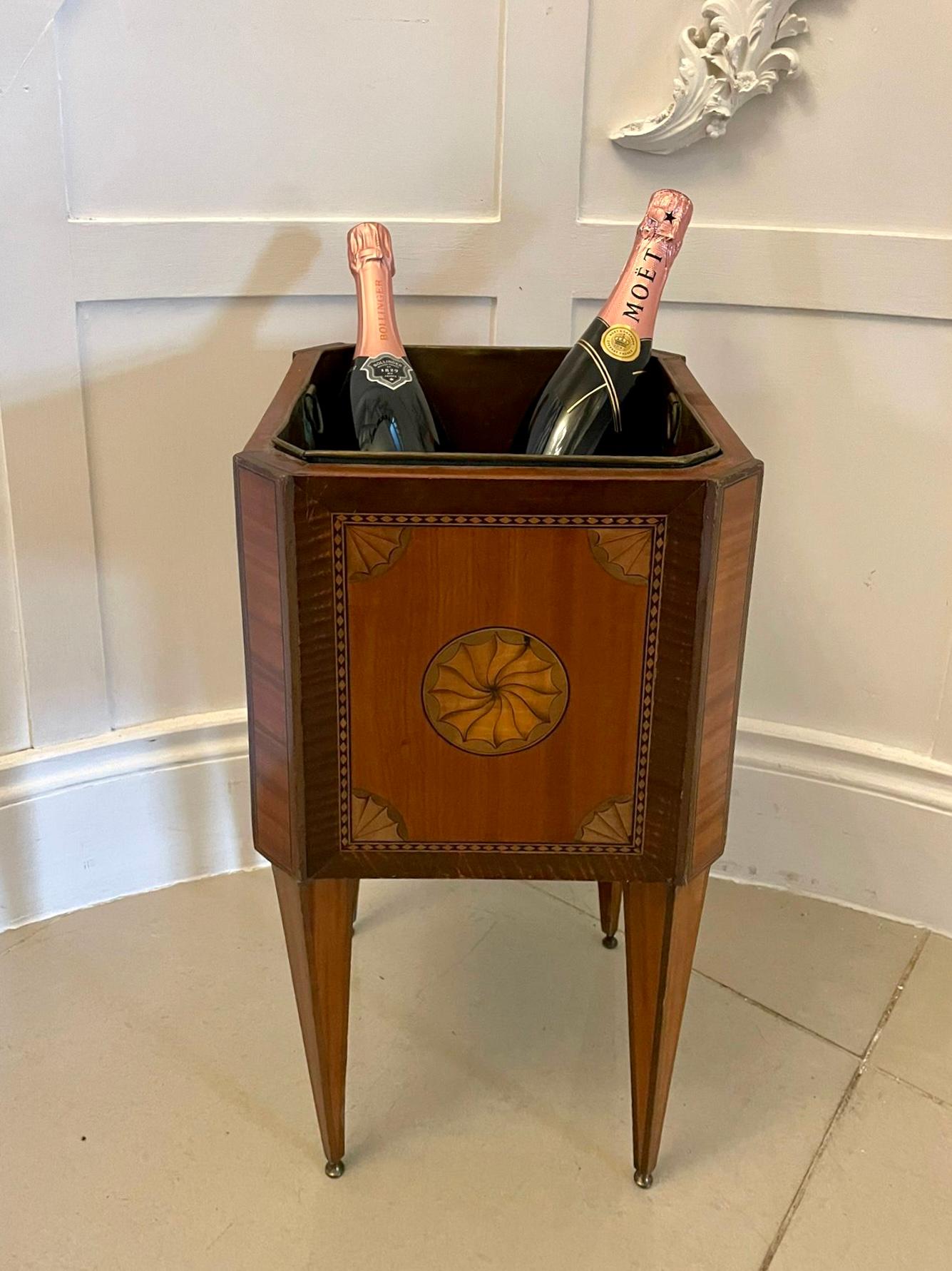 19th Century Antique George III Quality Satinwood Inlaid Freestanding Champagne/Wine Cooler For Sale