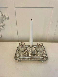 Antique George III Quality Sheffield Plated Desk Set by Daniel Holy of Sheffield