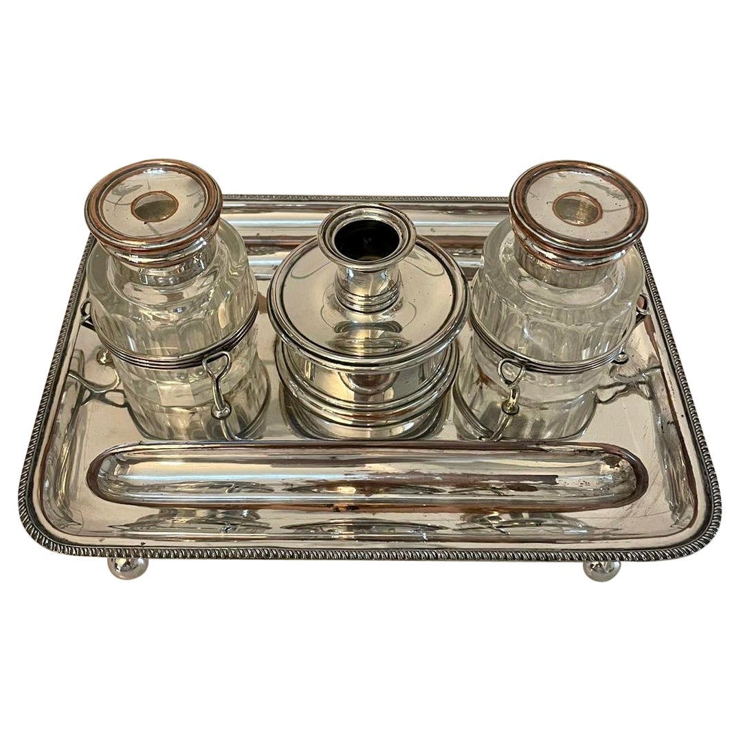 Antique George III Quality Sheffield Plated Desk Set by Daniel Holy of Sheffield