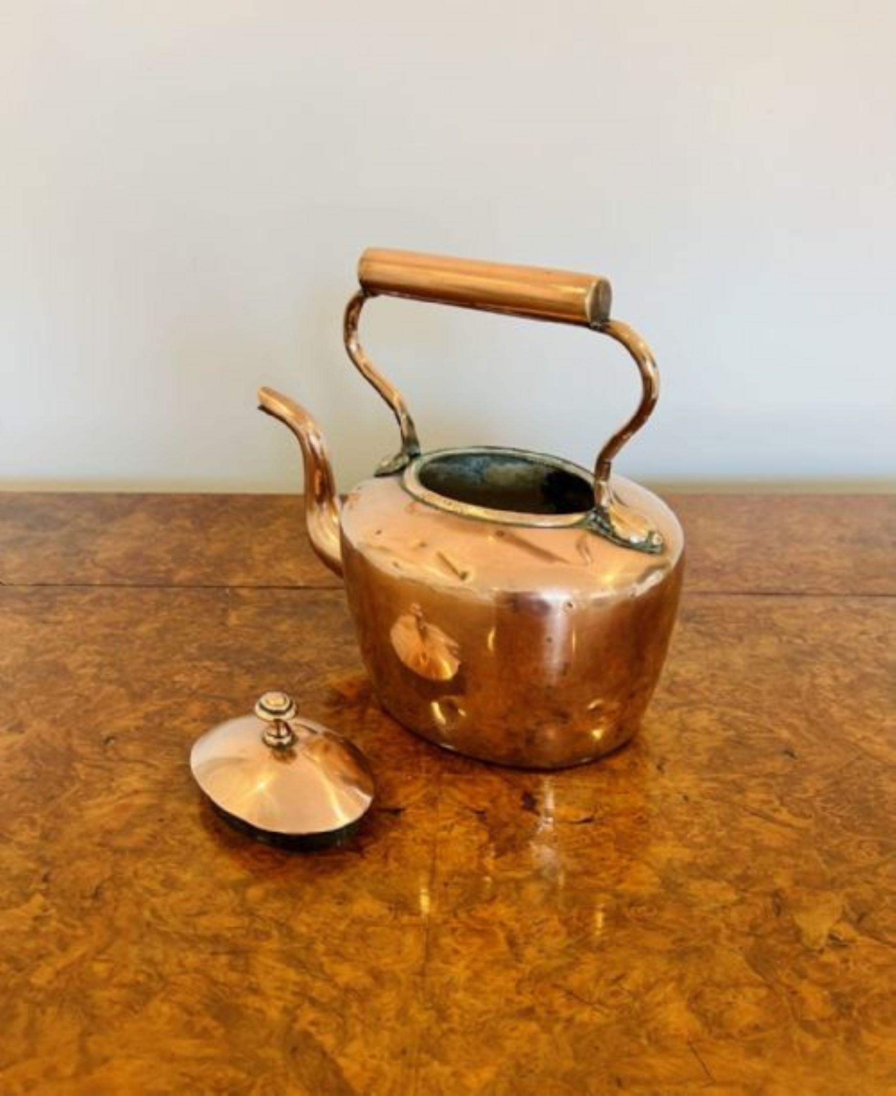 19th Century Antique George III Quality Small Copper Kettle For Sale