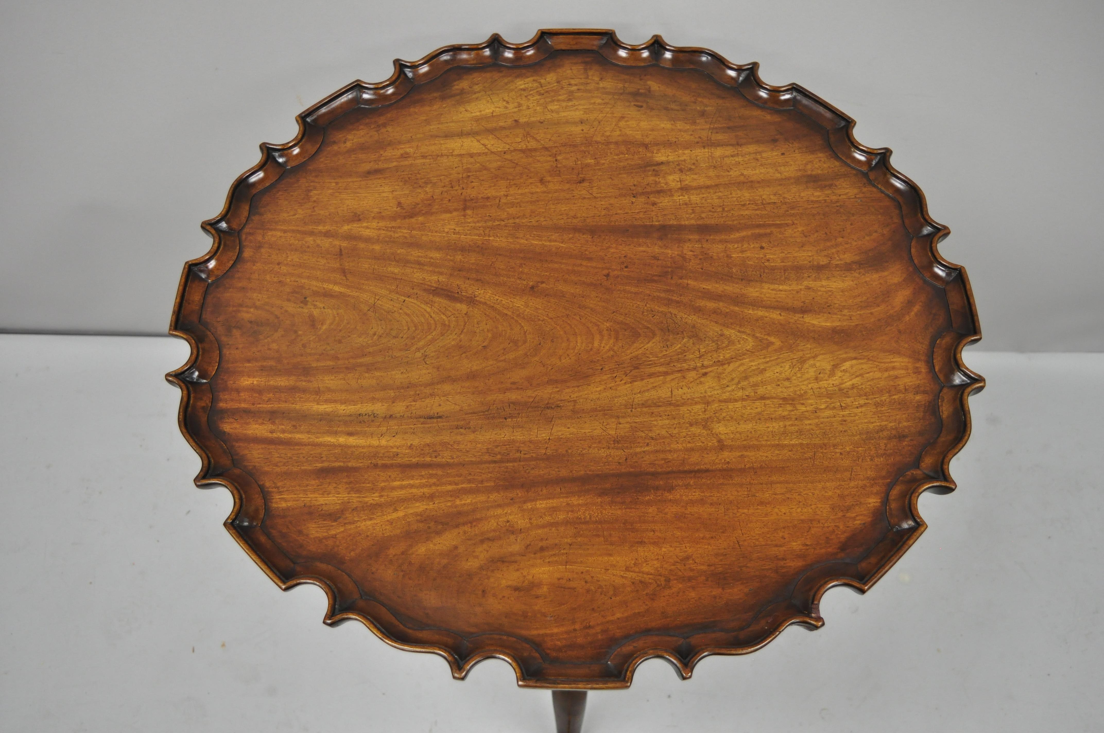 English Antique George III Queen Anne Mahogany Pie Crust Tilt Top Tea Table Caledonian