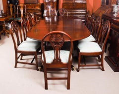 Antique George III Regency Dining Table 18th Century with 10 Dining Chairs