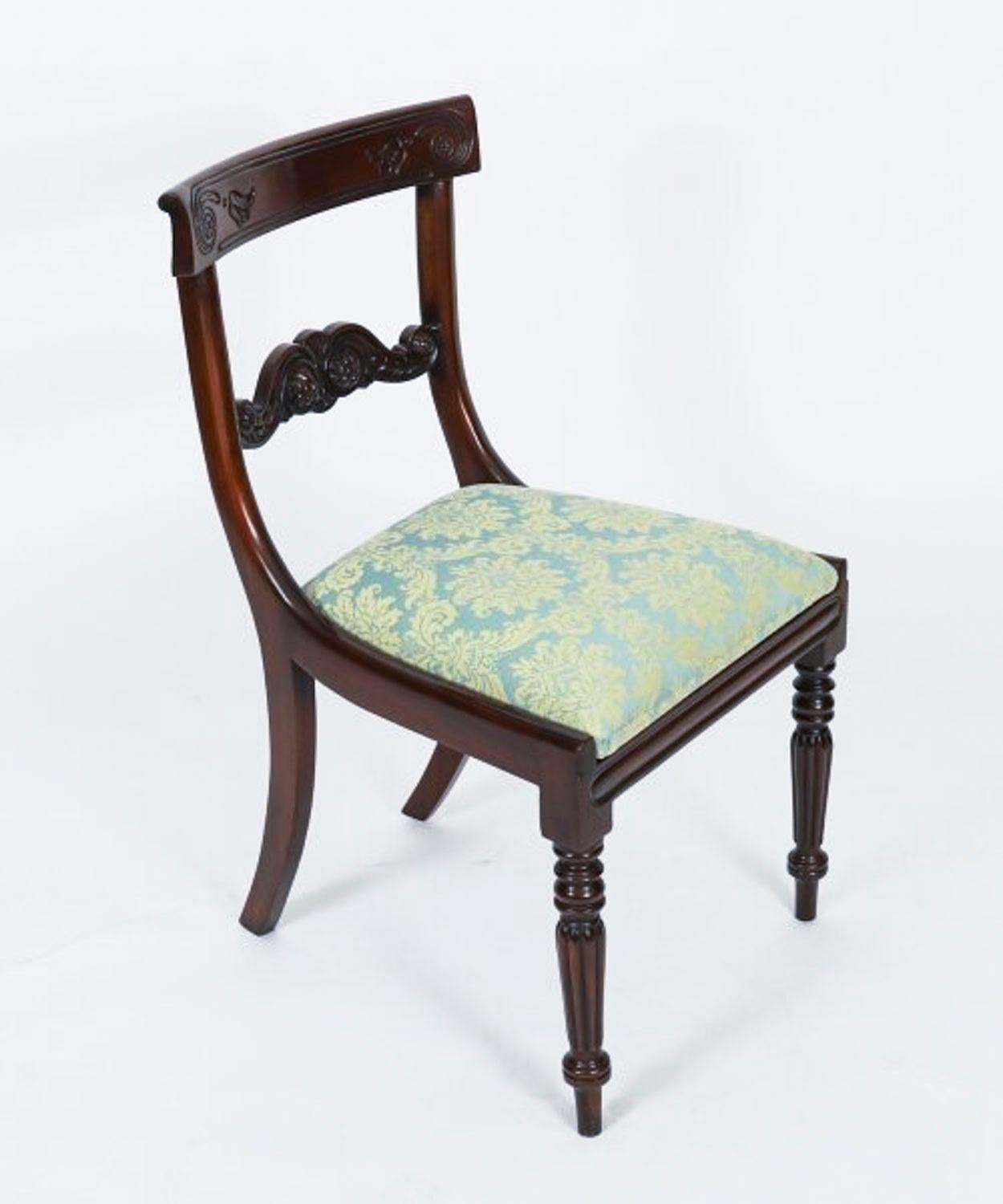 Antique George III Regency Dining Table Circa 1820 with 10 Barback Dining Chairs For Sale 10