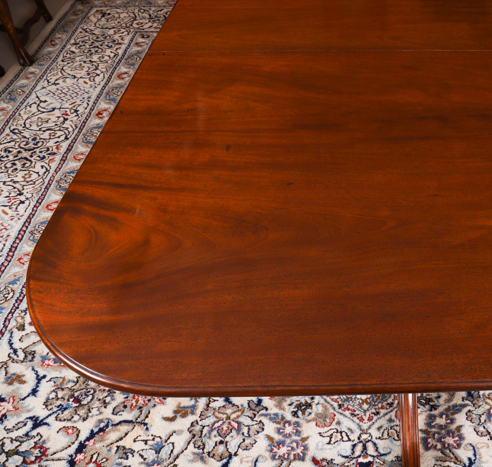Antique George III Regency Dining Table Circa 1820 with 10 Barback Dining Chairs For Sale 3