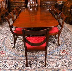 Antique George III Regency Dining Table Circa 1820 with 10 Dining Chairs
