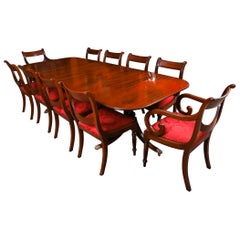 Antique George III Regency Dining Table Circa 1820 with 10 Dining Chairs