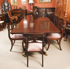 Antique George III Regency Dining Table with 12 Regency Dining Chairs 19th C