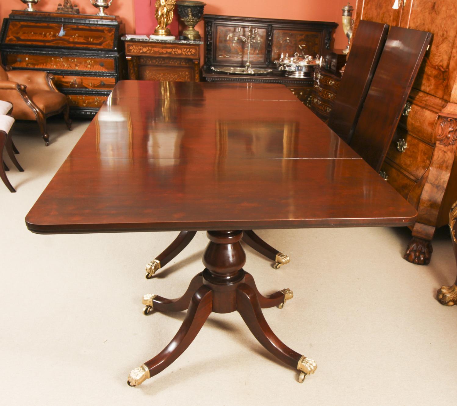 Antique George III Regency Dining Table with 12 Regency Dining Chairs 19th C 1