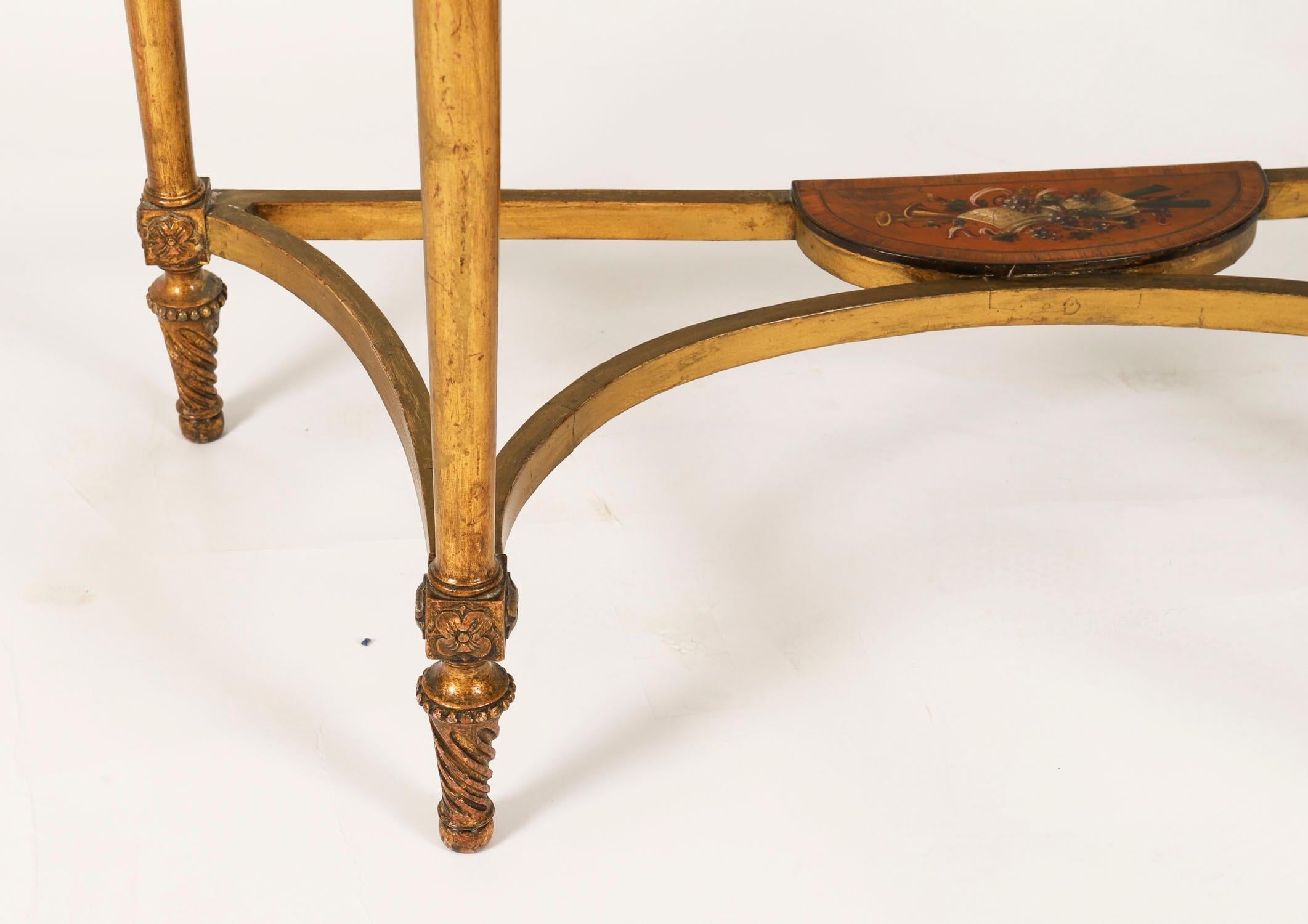 Antigua Mesa Consola Demi-Lune Pintada de Madera Satinada Jorge III Siglo XVIII en venta 11