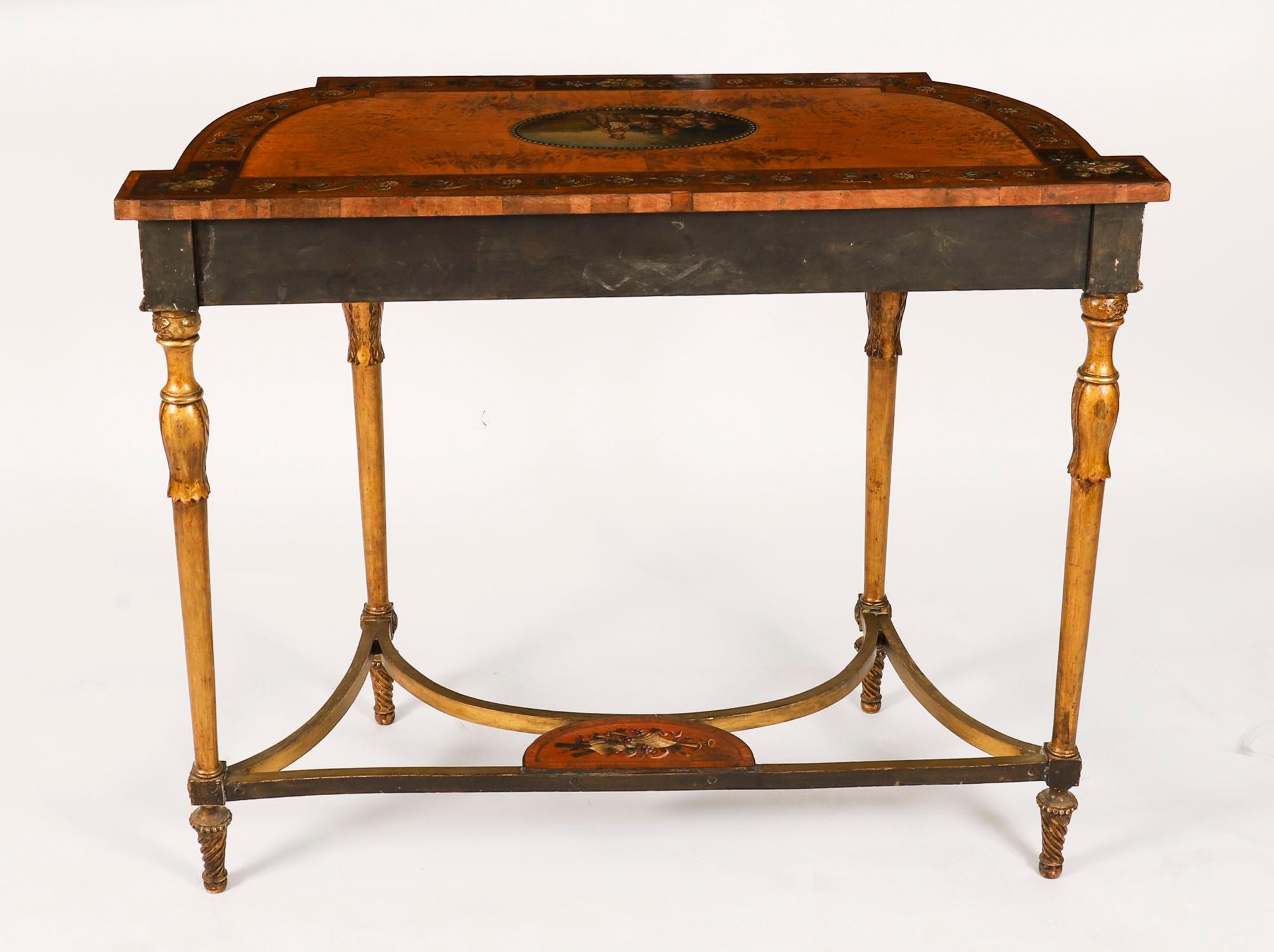 Antigua Mesa Consola Demi-Lune Pintada de Madera Satinada Jorge III Siglo XVIII en venta 12