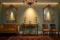 Antique George III Satin Wood Painted Demi-Lune Console Table 18th Century