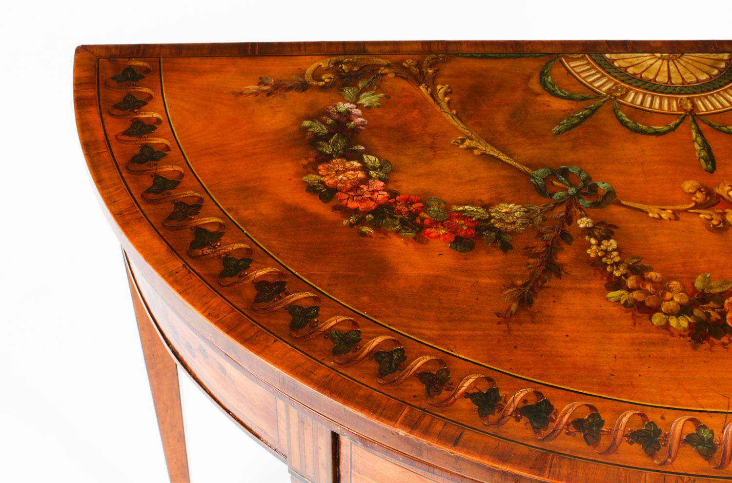 Antique George III Satinwood Demi-Lune Card Console Table, 19th C In Good Condition In London, GB