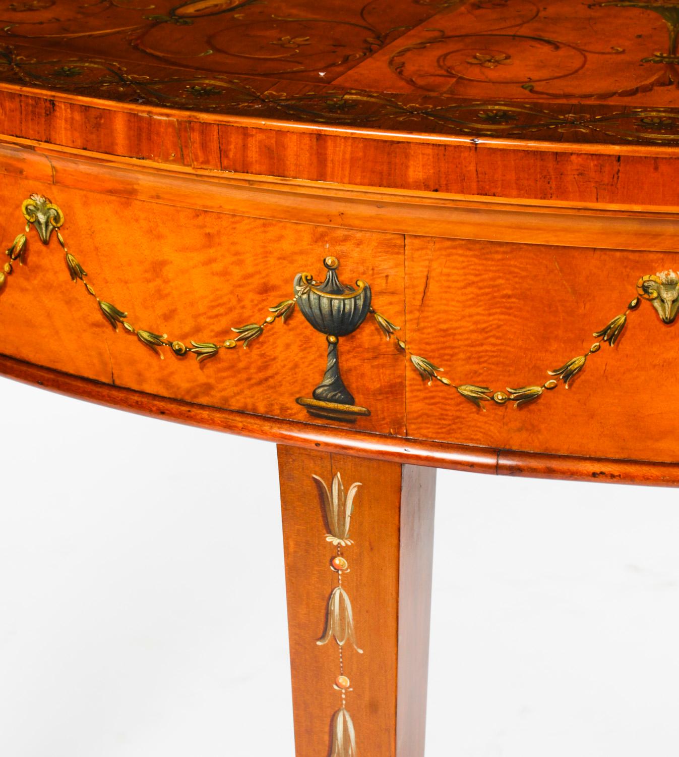 Antique George III Satinwood Demi-Lune Console Table 18th C 7