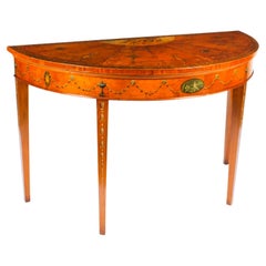 Used George III Satinwood Demi-Lune Console Table 18th C