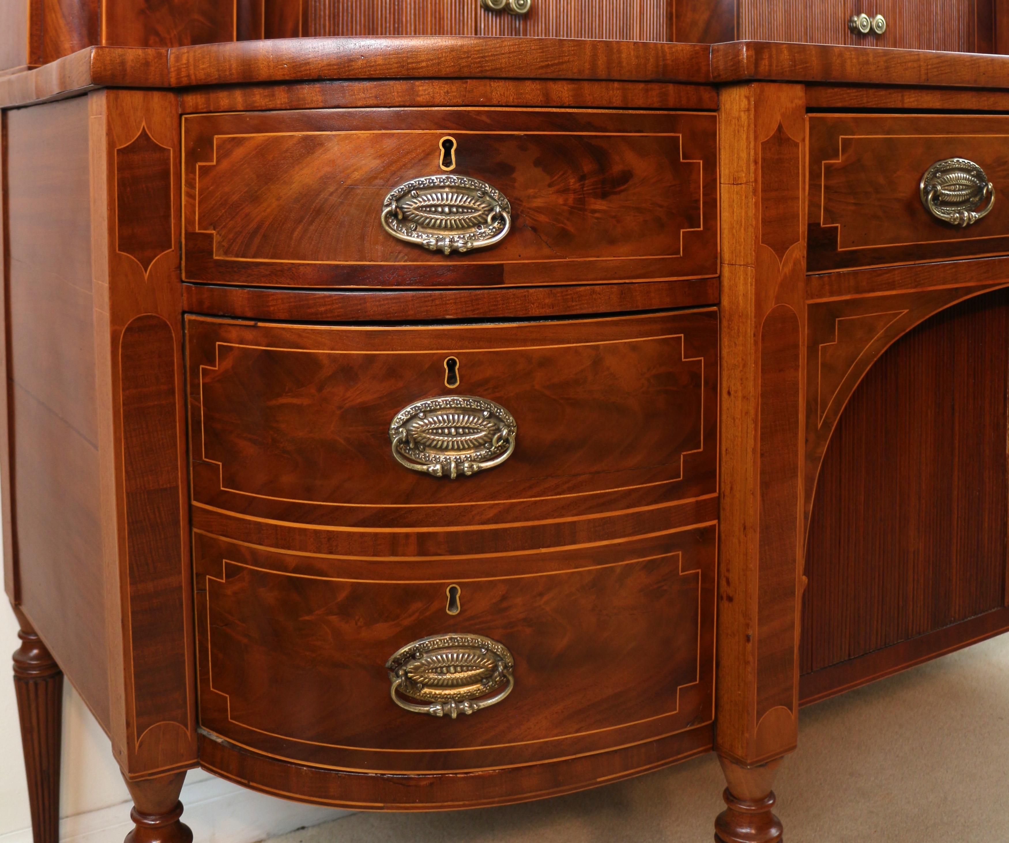 Antique George III Scottish Flame Mahogany Inlaid Stageback Cellarette Sideboard For Sale 5