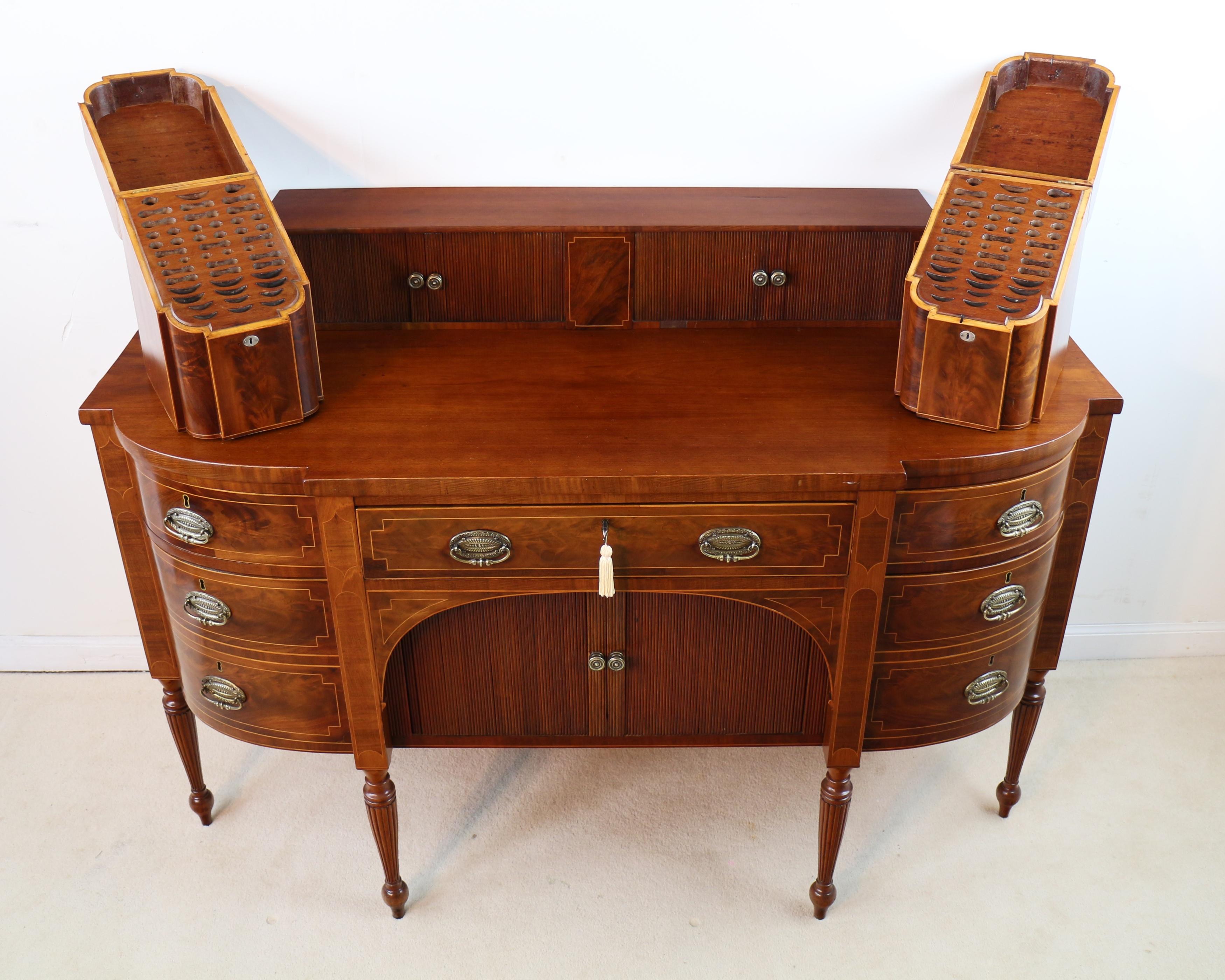 Antique George III Scottish Flame Mahogany Inlaid Stageback Cellarette Sideboard For Sale 8