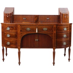 Antikes schottisches Kaminsims-Sideboard aus geflammtem Mahagoni mit Intarsien, George III.