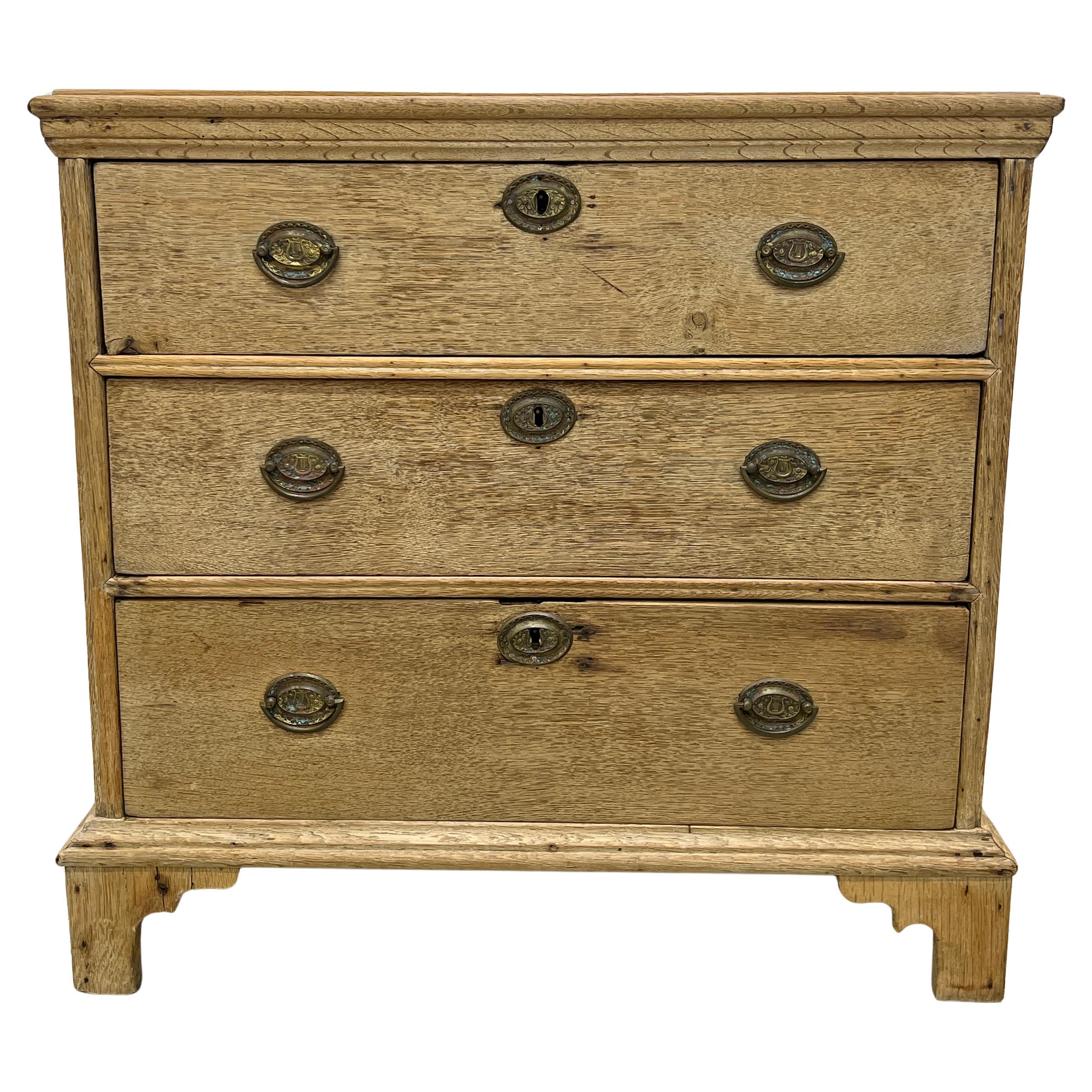 Antique George III Scrubbed Oak Chest, Circa 18th Century