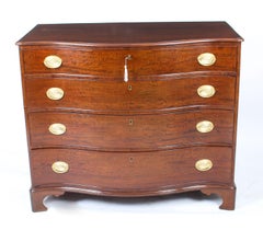 Antique George III Serpentine Flame Mahogany Chest Drawers, 18th Century