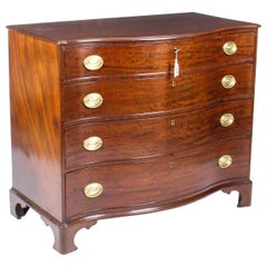 Antique George III Serpentine Flame Mahogany Chest Drawers, 18th Century