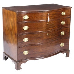 Used George III Serpentine Flame Mahogany Chest Drawers, 18th Century