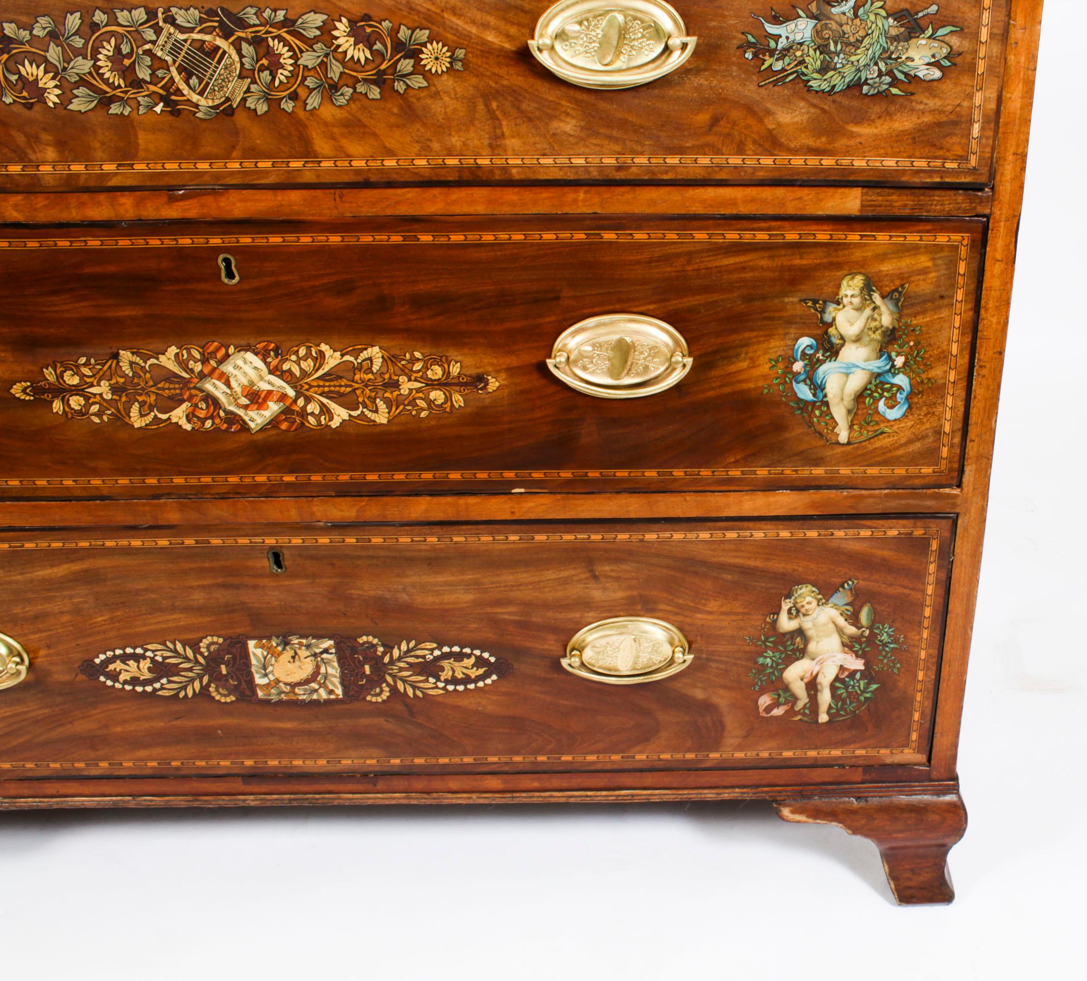 Antique George III Sheraton Painted Chest Drawers Late 18th Century For Sale 7
