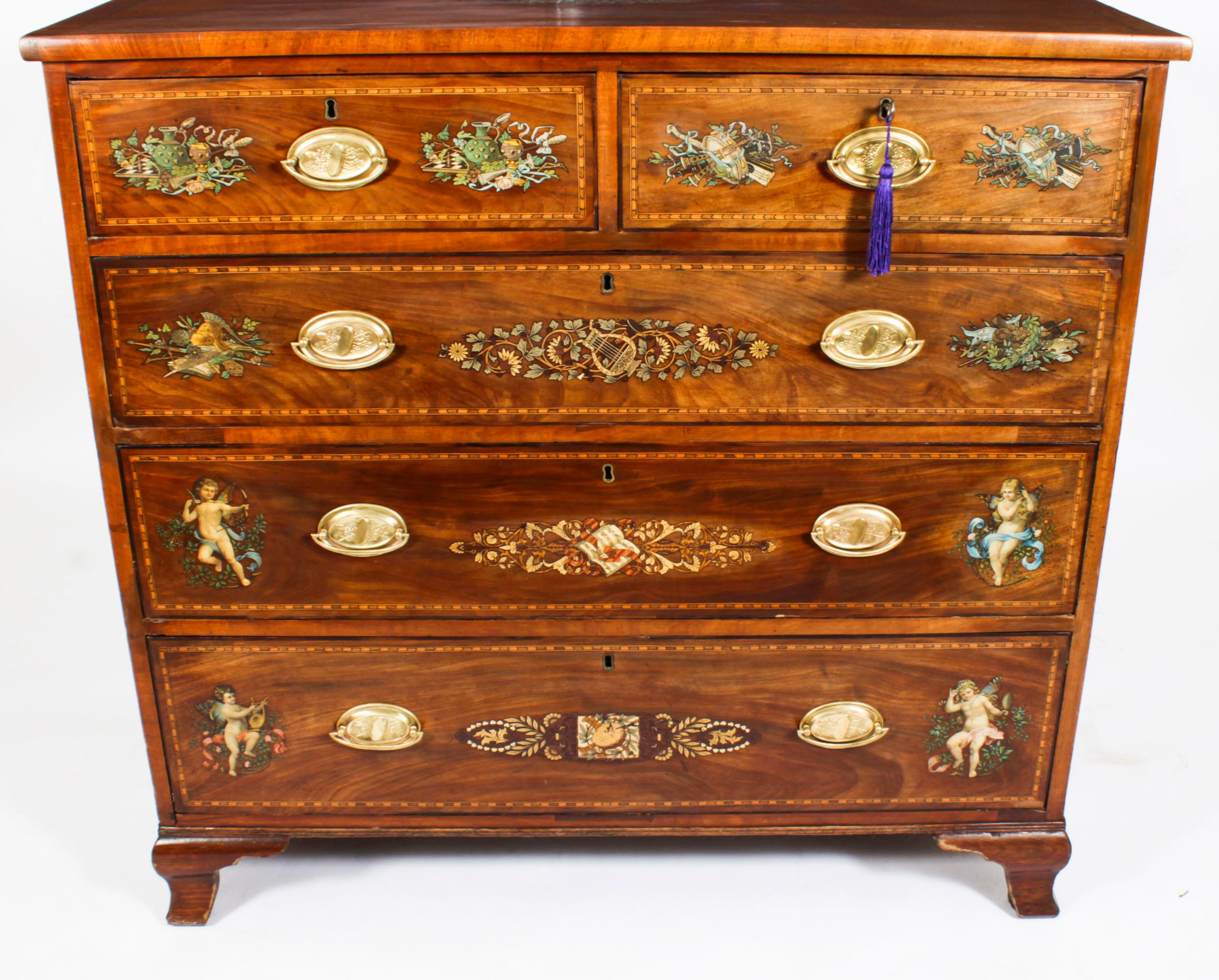 Antique George III Sheraton Painted Chest Drawers Late 18th Century For Sale 1