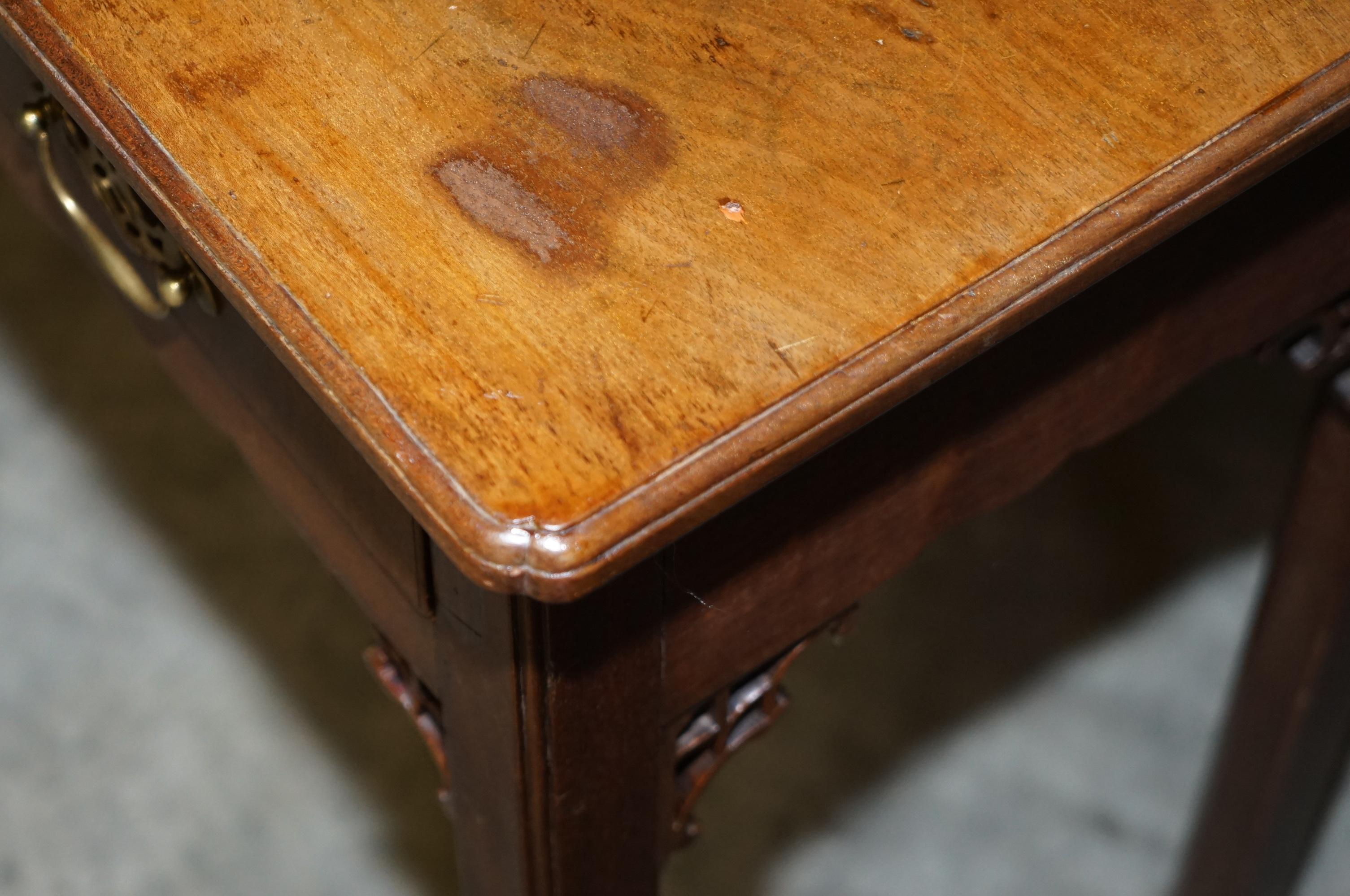Antique George III Side Table circa 1760 Very Heavy Hardwood Chippendale Carved For Sale 10