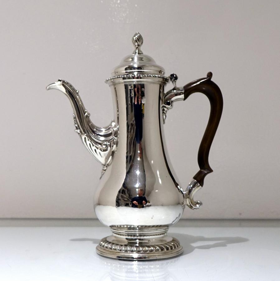 British Antique George III Silver Coffee Pot London 1763 Thomas Whipham & Charles Wright For Sale