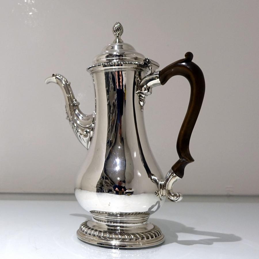 Sterling Silver Antique George III Silver Coffee Pot London 1763 Thomas Whipham & Charles Wright For Sale