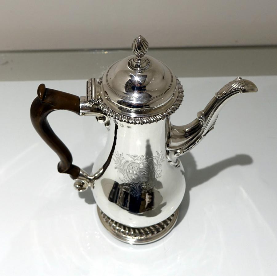 Antique George III Silver Coffee Pot London 1763 Thomas Whipham & Charles Wright For Sale 2