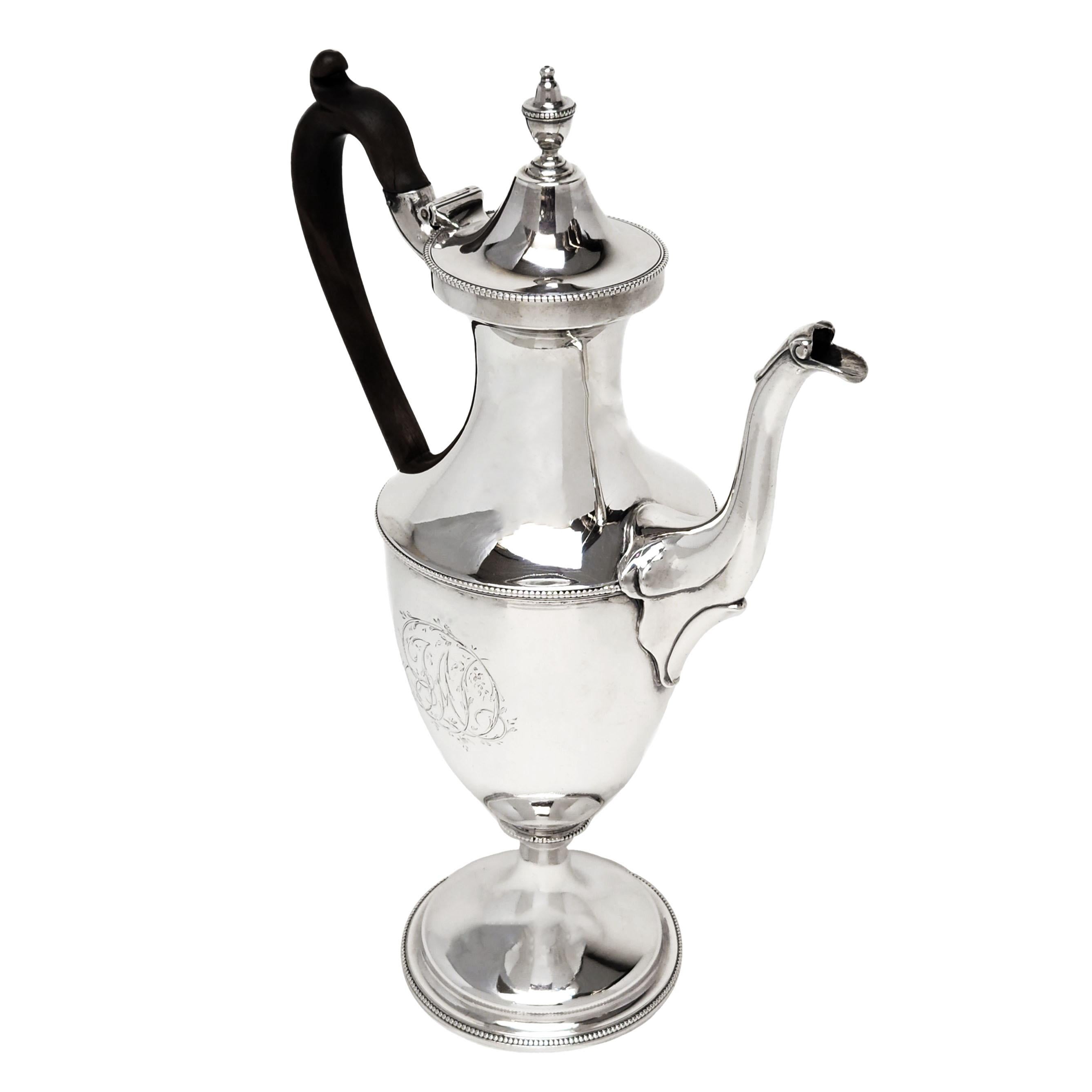 Georgian Antique George III Silver Coffee Pot on Stand 1783 For Sale