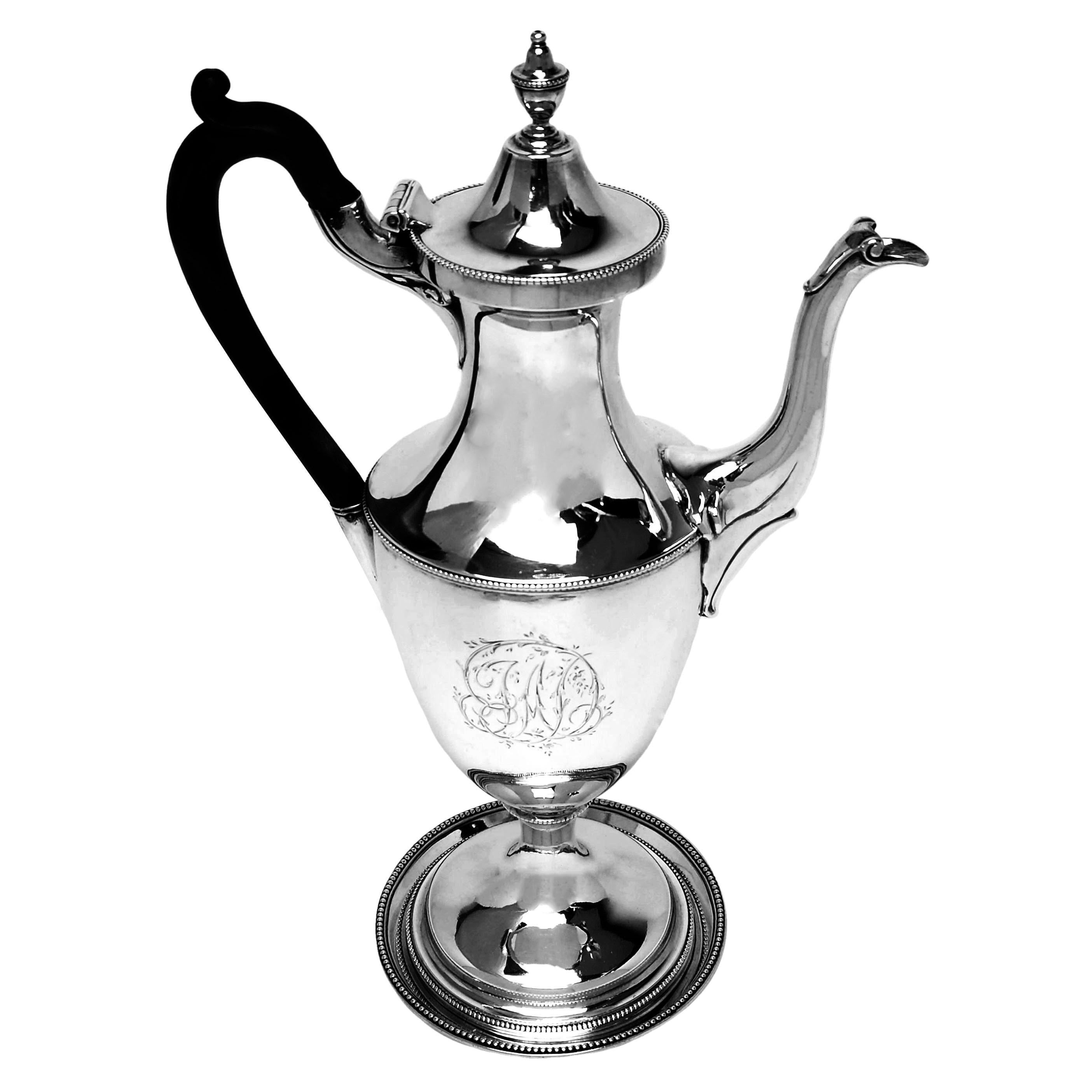 18th Century and Earlier Antique George III Silver Coffee Pot on Stand 1783 For Sale