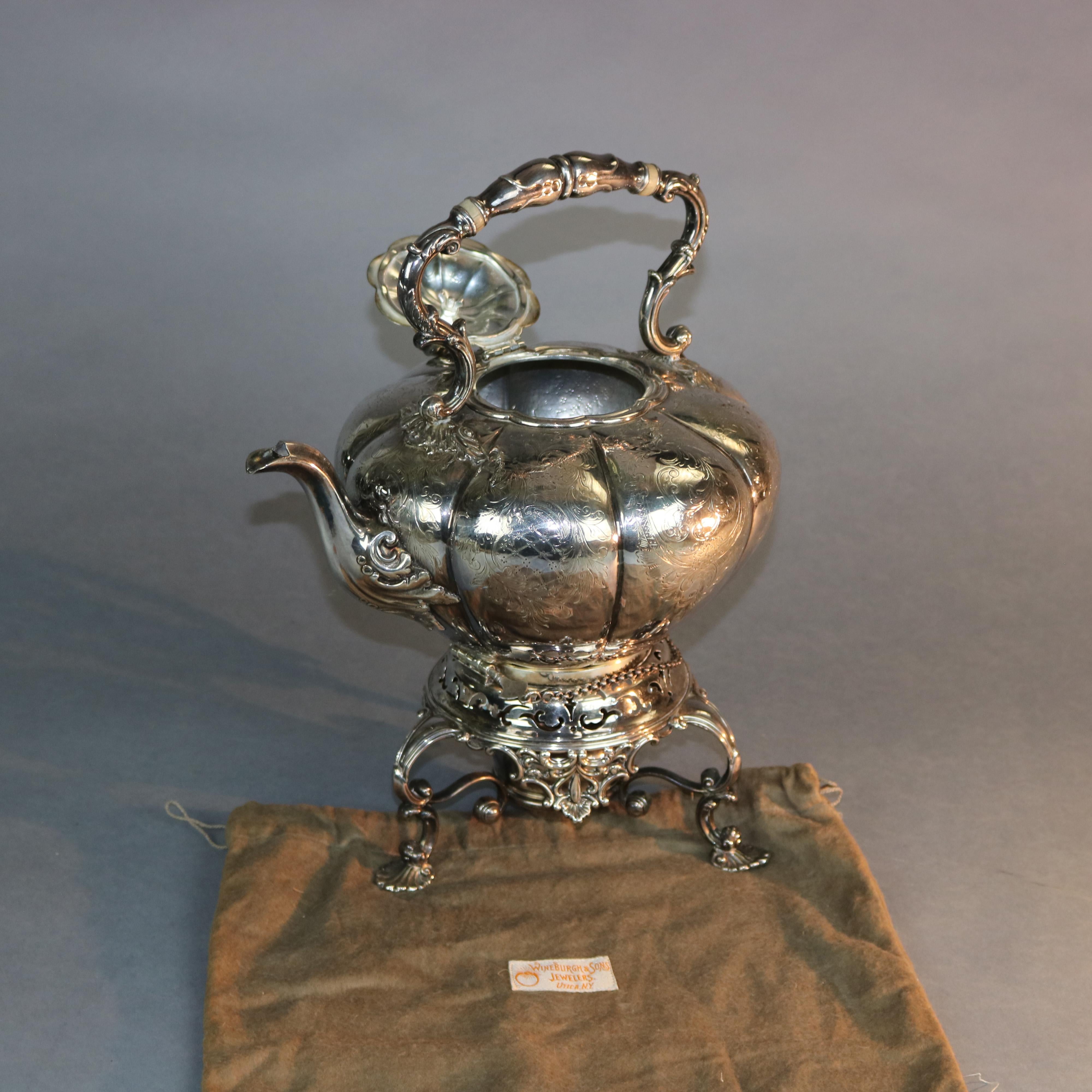 Antique George III Silver Plate Tilting Teapot with Burner Stand, Circa 1830 4