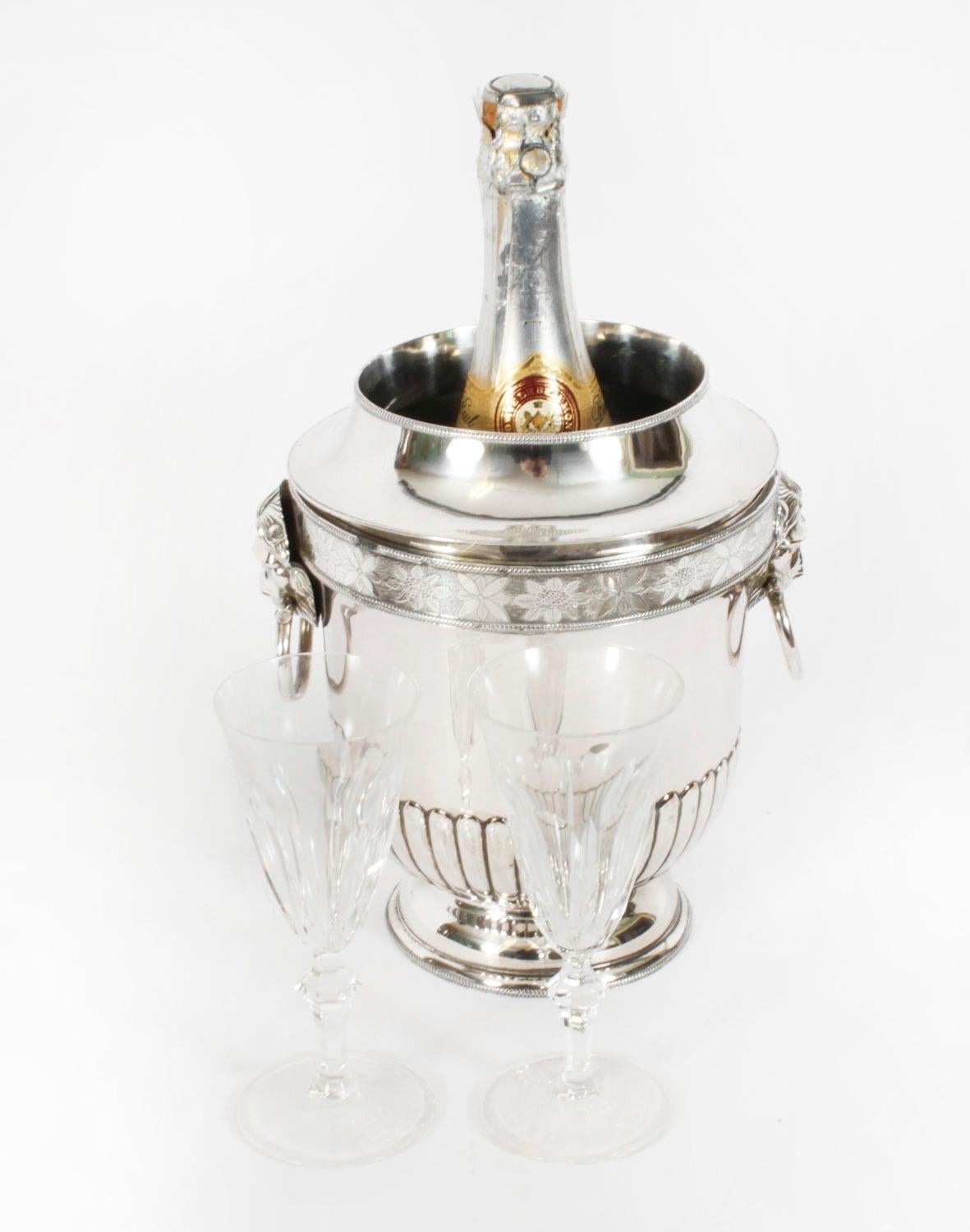 English Antique George III Silver Plate Wine / Champagne Cooler Early 19th Century For Sale