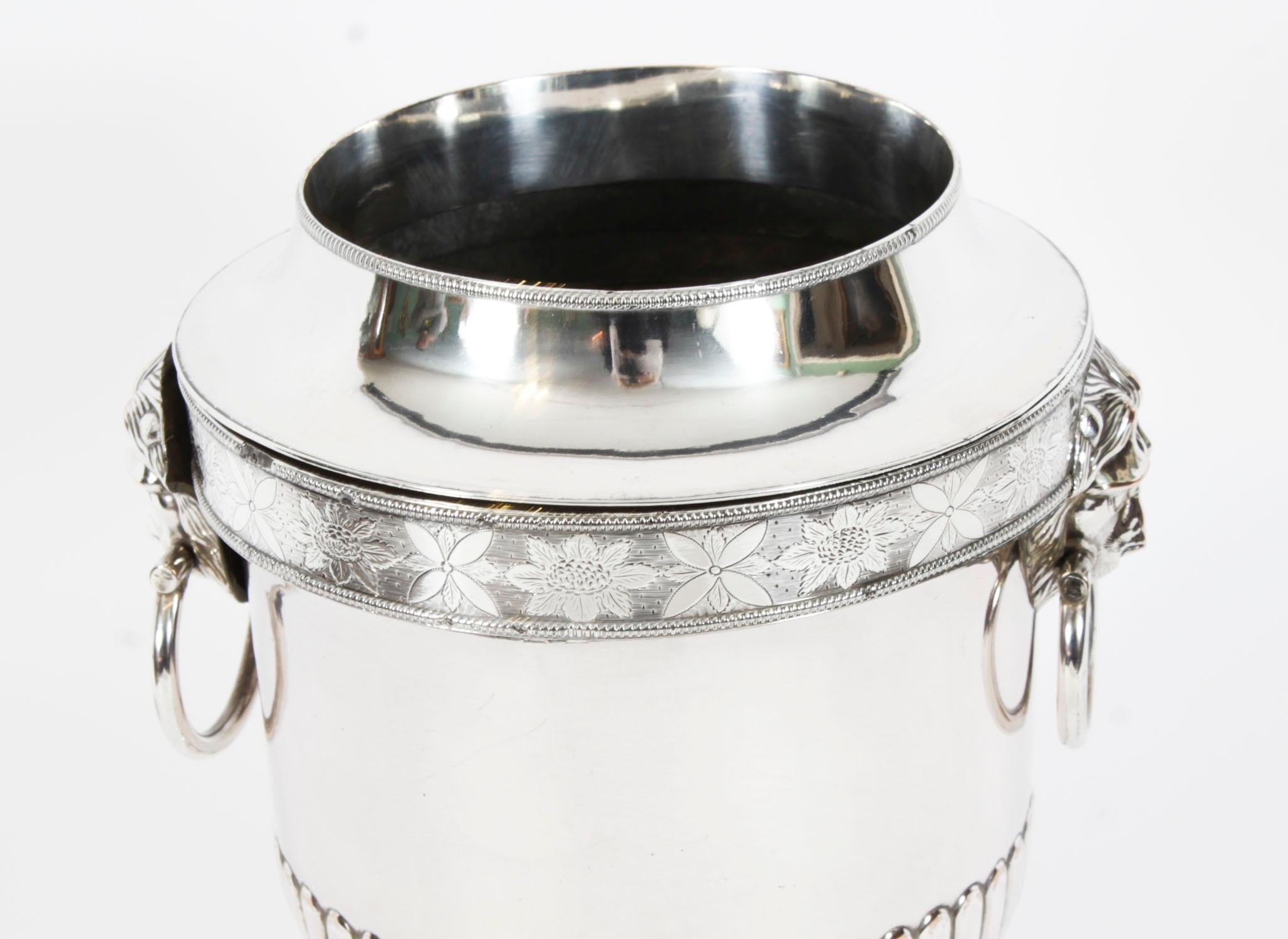 Antique George III Silver Plate Wine / Champagne Cooler Early 19th Century In Good Condition For Sale In London, GB