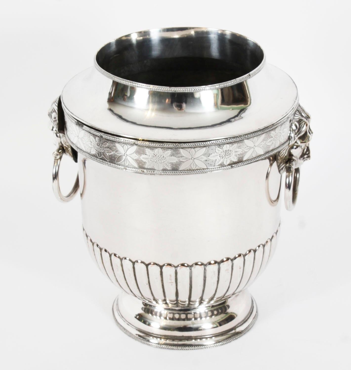 Antique George III Silver Plate Wine / Champagne Cooler Early 19th Century For Sale 1