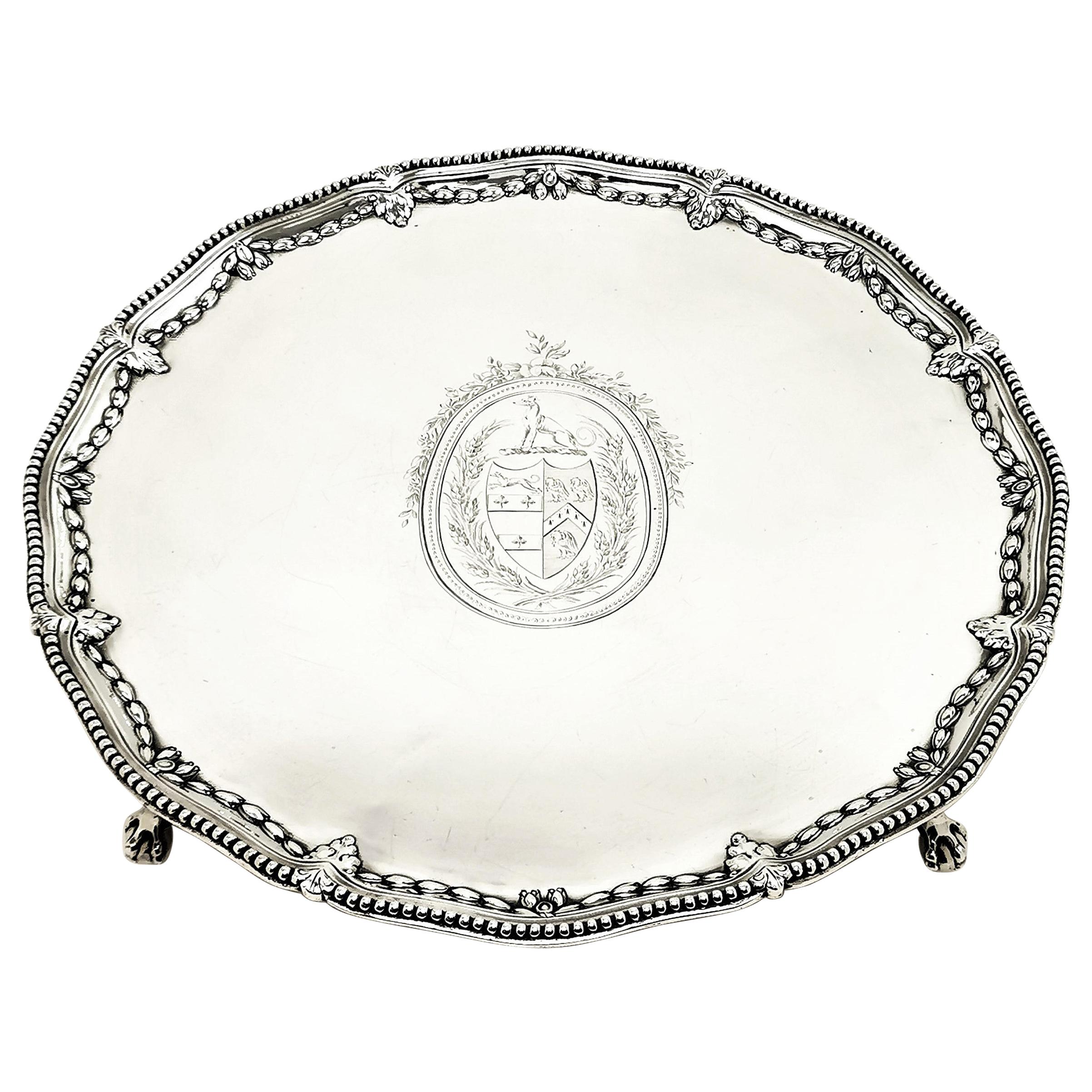 Antique George III Silver Salver / Tray / Platter 1775 Georgian Solid Silver