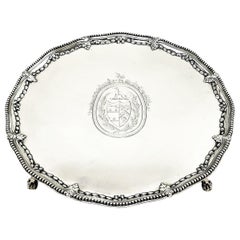Antique George III Silver Salver / Tray / Platter 1775 Georgian Solid Silver