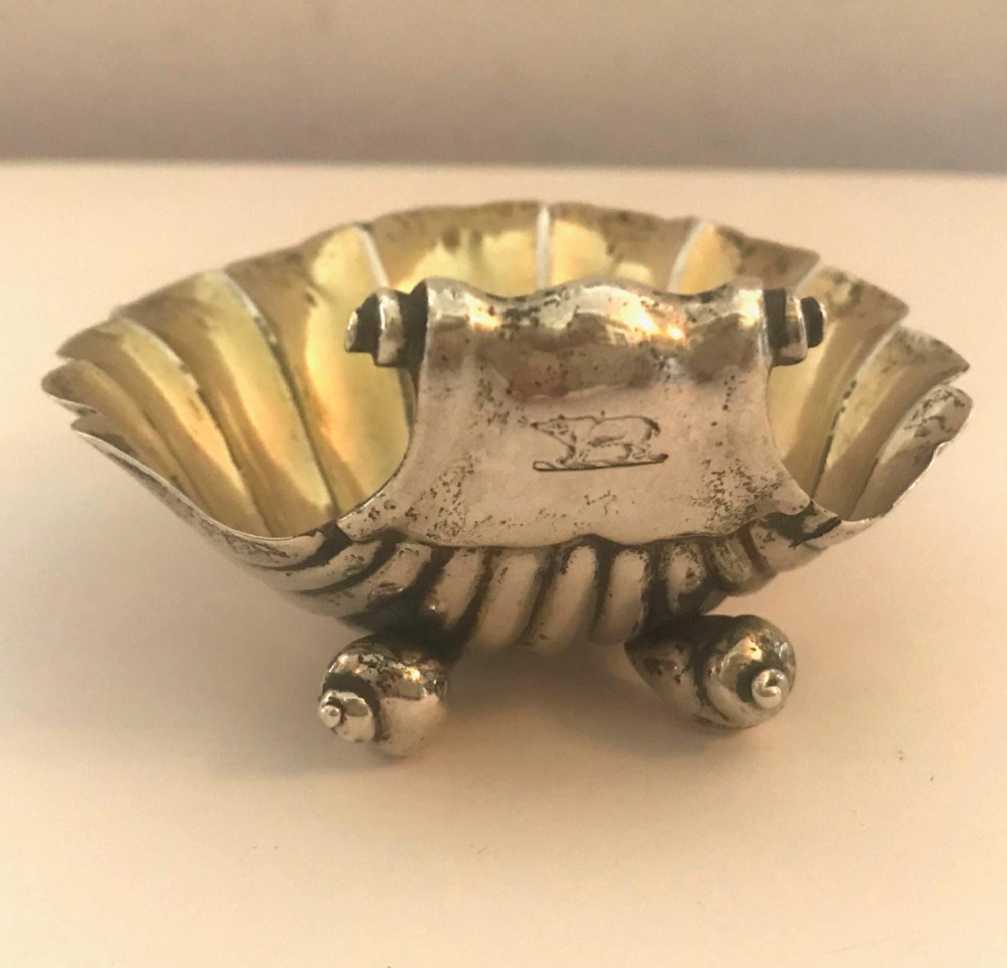 English Antique George III Silver Scallop Shell Butter Dish, 1790