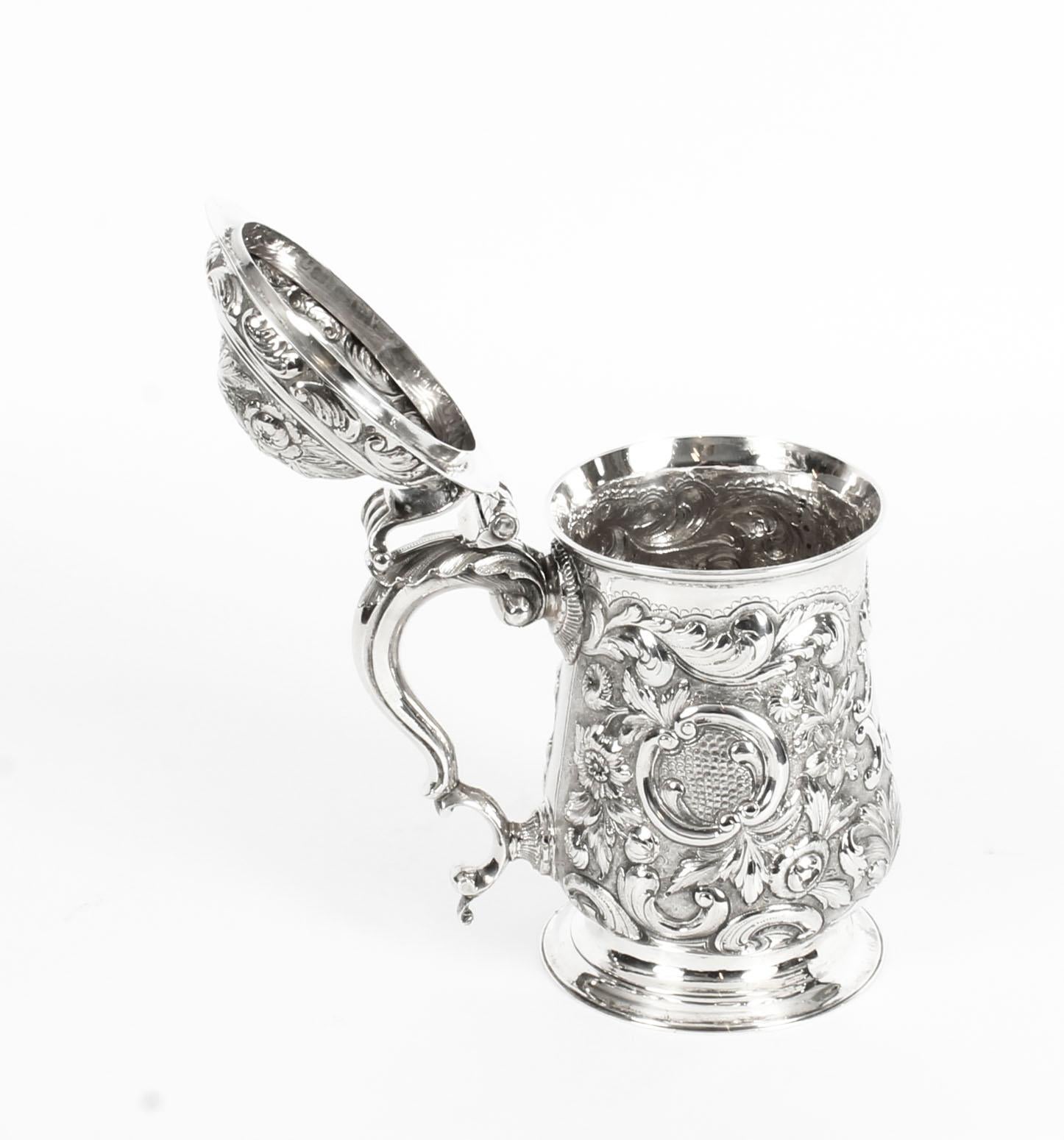 Antique George III Silver Tankard London by John King 1774, 18th Century 4