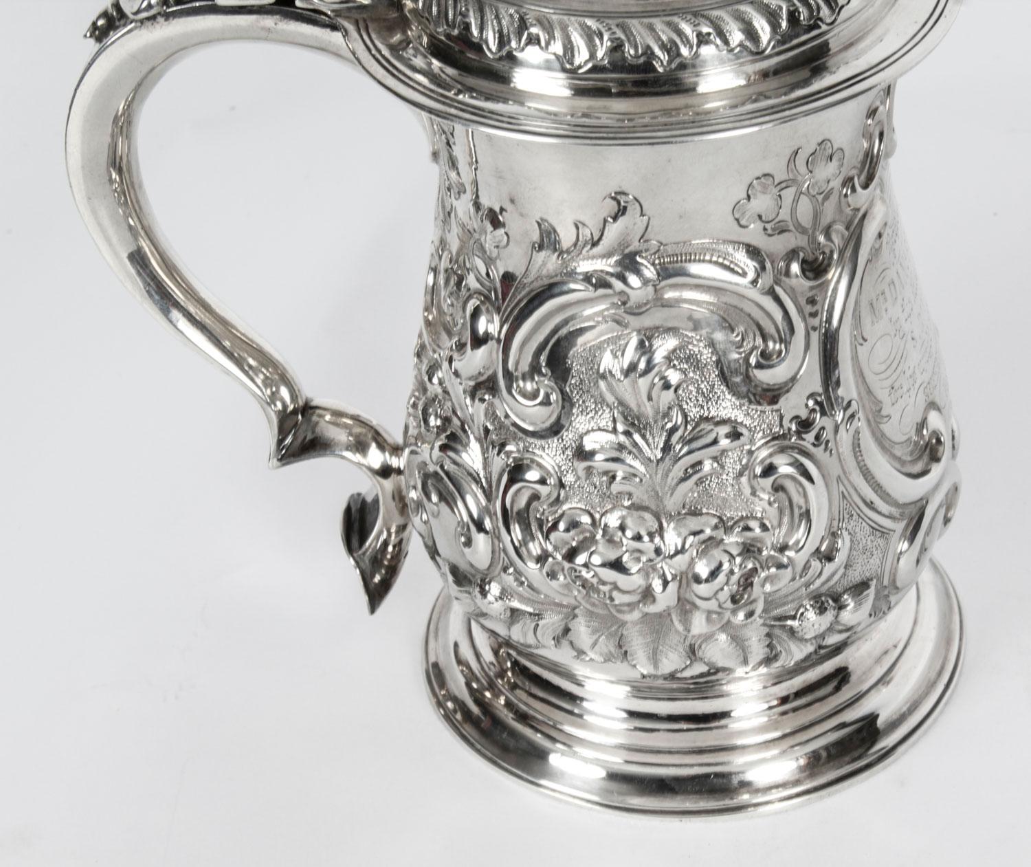 Antique George III Silver Tankard London by John Swift, 1763, 18th Century 7