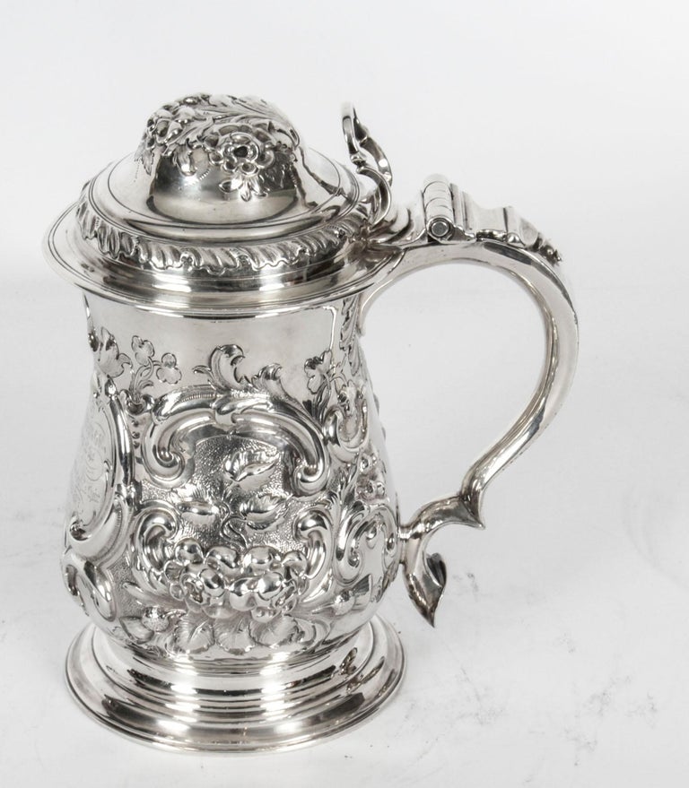 Antique George III Silver Tankard London by John Swift, 1763, 18th Century In Good Condition For Sale In London, GB