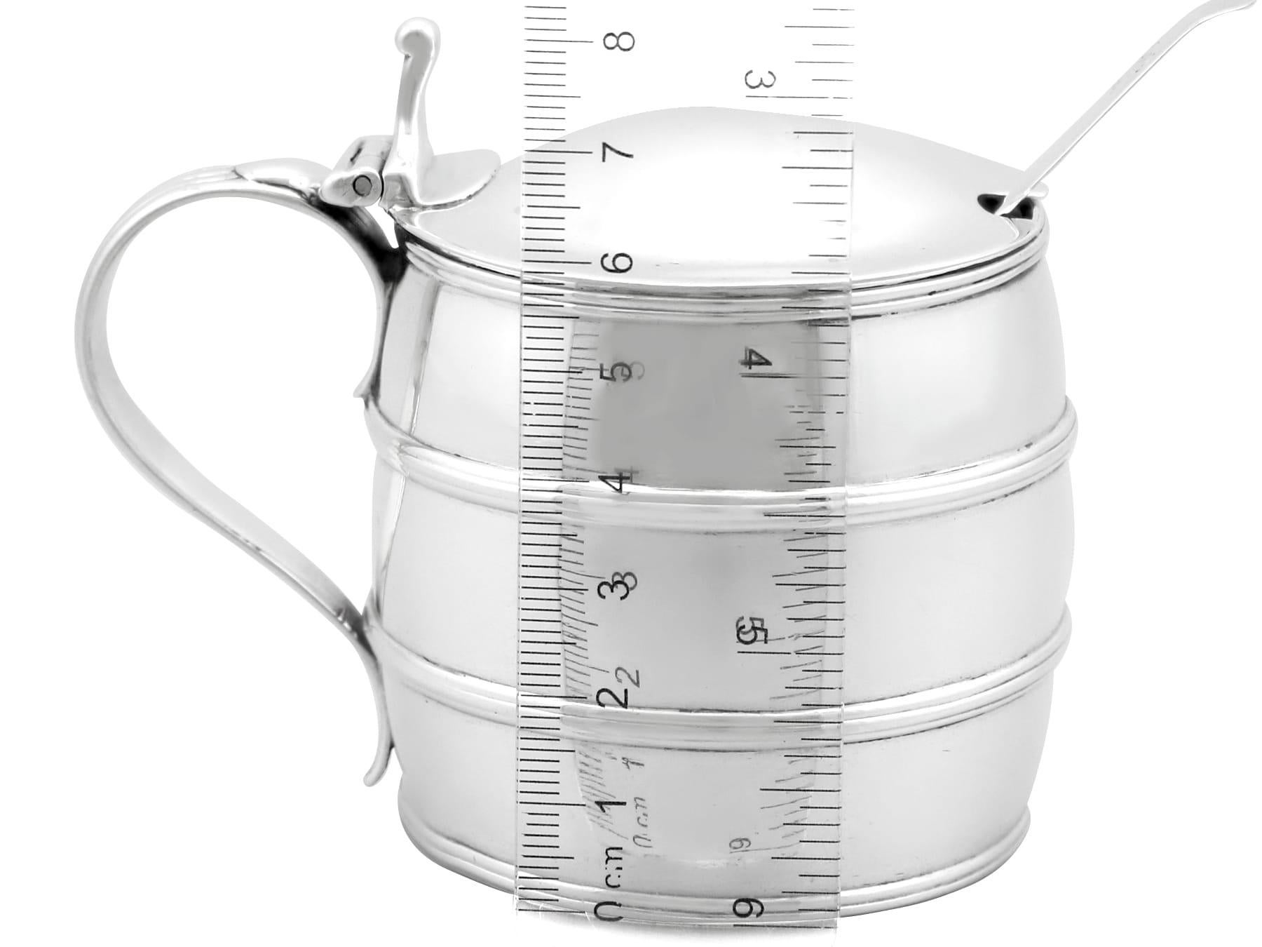 Antique George III Sterling Silver Barrel Shaped Mustard Pot (1798) For Sale 7