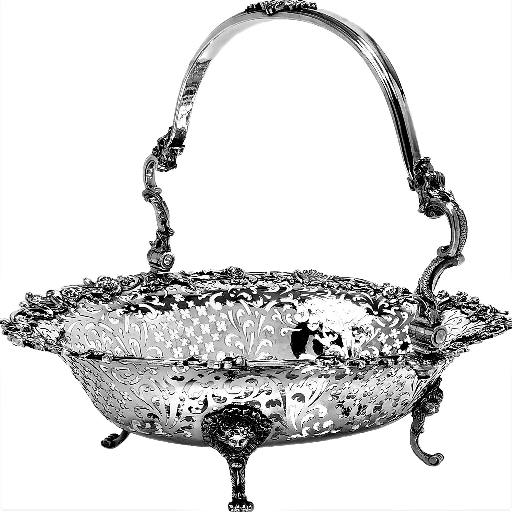18th Century and Earlier Antique George III Sterling Silver Basket 1771 Cake Fruit Bread Swing Handled
