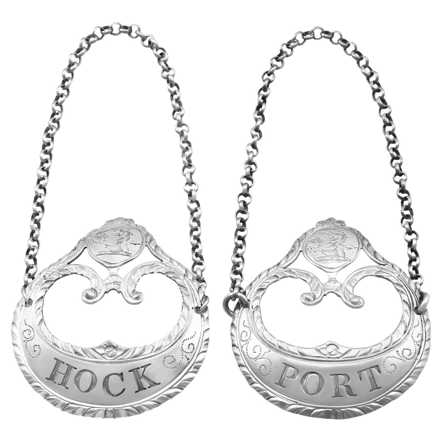 Antike George III Sterling Silber Flaschen Etiketten / Tickets von Hester Bateman im Angebot