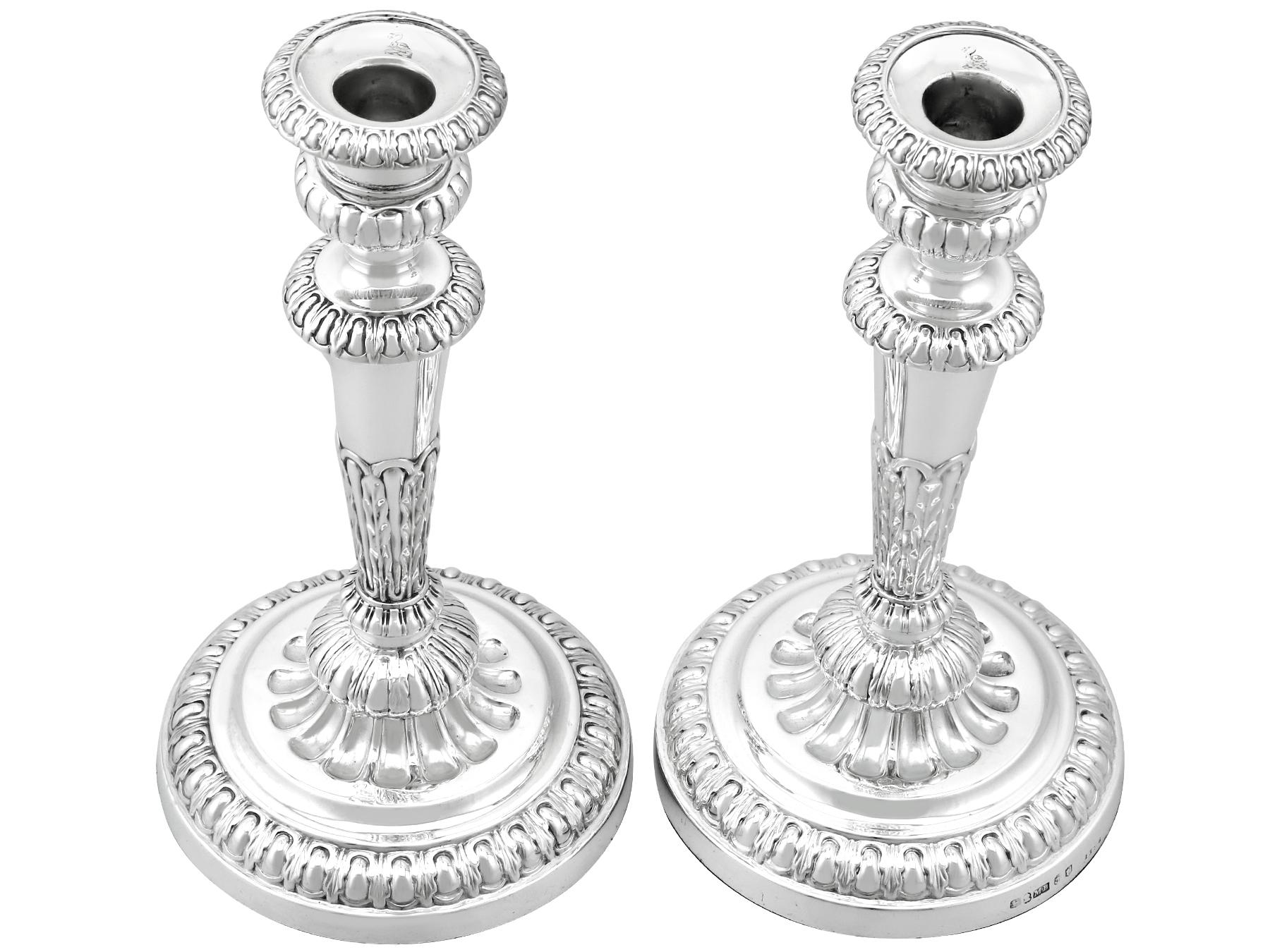 An exceptional, fine and impressive pair of antique George III English sterling silver candlesticks made by Matthew Boulton; part of our Georgian ornamental silverware collection.

These exceptional antique George III Matthew Boulton silver
