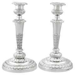 Antique Georgian Sterling Silver Candle Holders / Candlesticks by Matthew Boulton 