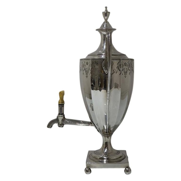 Antique George III Sterling Silver Coffee Urn Lon 1790 Godbehere and Wigan For Sale