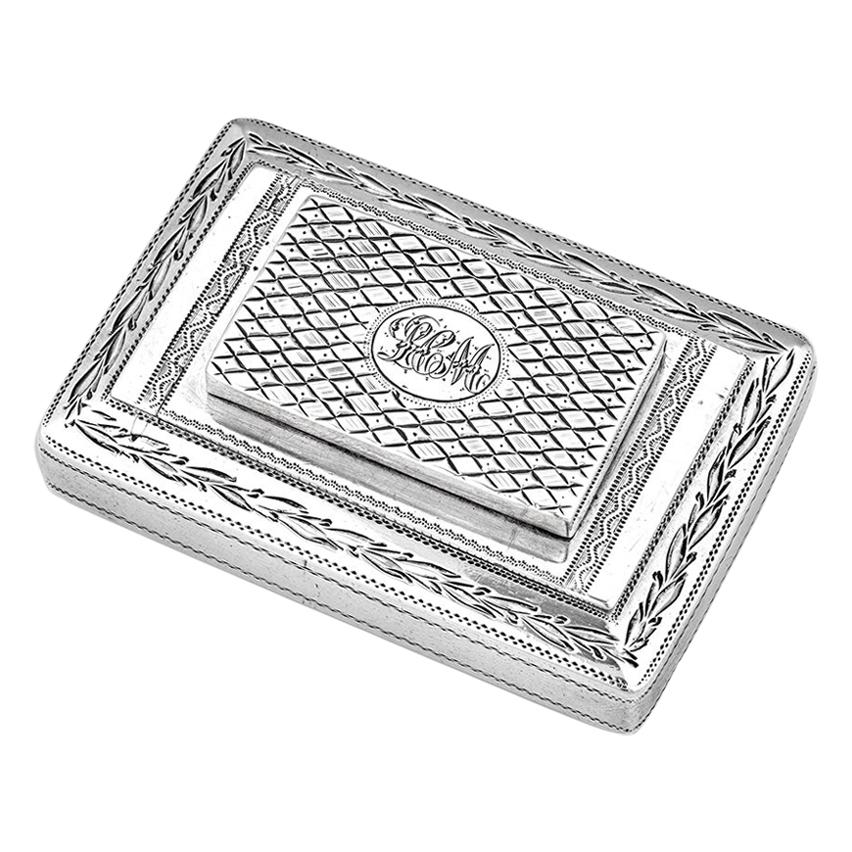 Antique George III Sterling Silver Combination Snuff Box and Vinaigrette